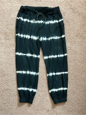Juniper Blu Black Tie Dye Jogger Pants Medium Boho Lounge Casual